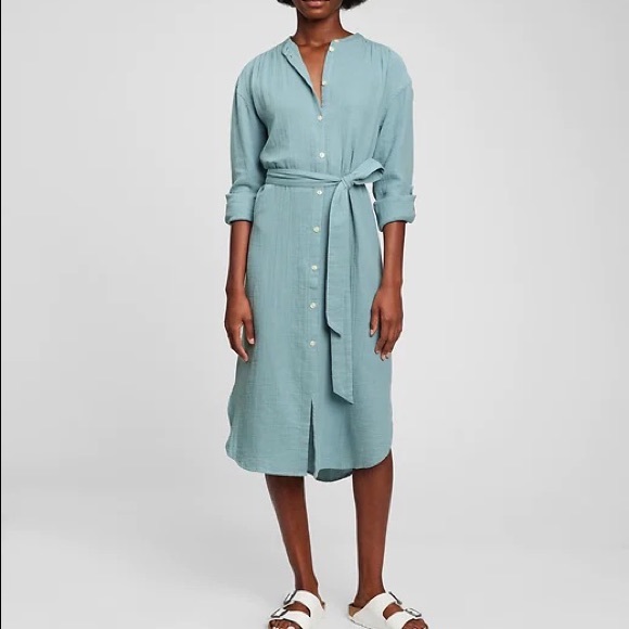 GAP Dresses Nwot Gap Crinkle Gauze Button Front Midi Dress Poshmark